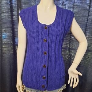 Vintage Handmade Crochet Purple Button Down Vest Fits Like A Small/Medium